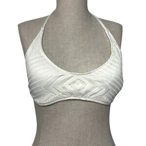 Polo Ralph Lauren Crochet Bikini Top White Halter Tie Back Womens Medium